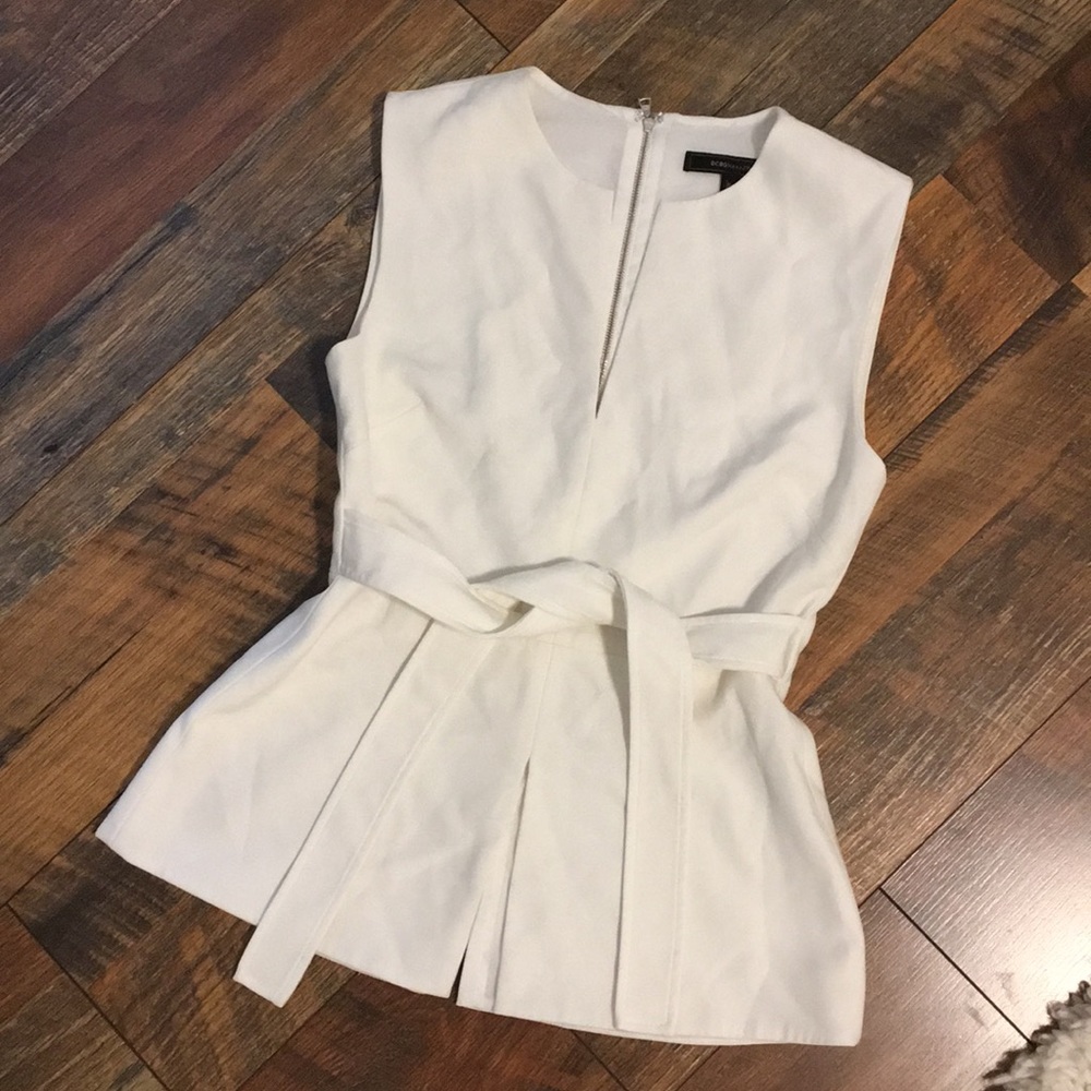 BCBGMAXAZRIA Joslynn Peplum White top size xs